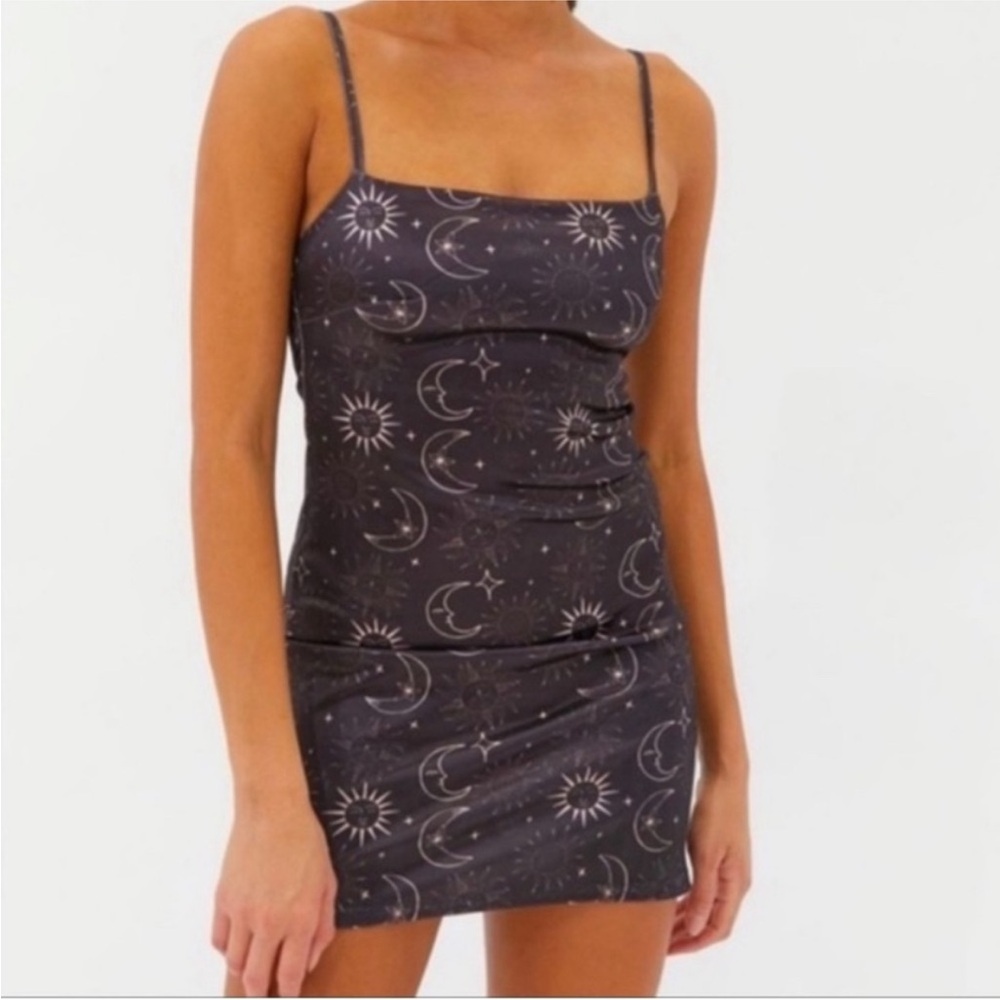Urban Outfitters Celestial Stars Moon Print Stretchy Slip Dress Sz S